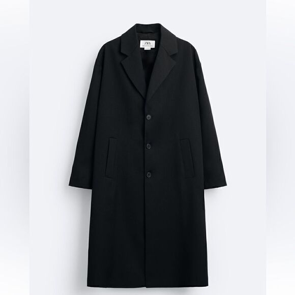 NWT Zara 100% WOOL COAT LIMITED EDITION BLACK COAT SZ M - Picture 3 of 6